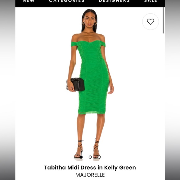 Majorelle Kelly Green Off-the-Shoulder Tabitha Midi Dress, size SMALL - Picture 4 of 8